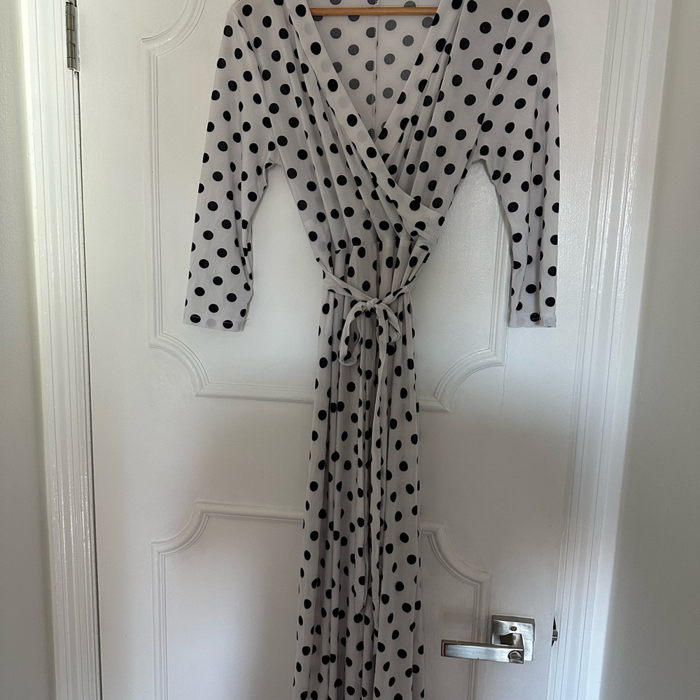 Purple Rain Black Polka Dot Long Sleeve Dress